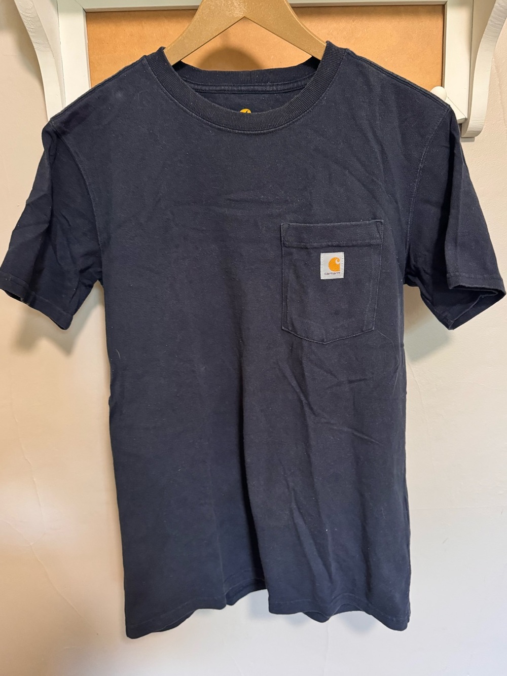 Carhartt Navy Short-Sleeve Pocket Tee with Logo Patch